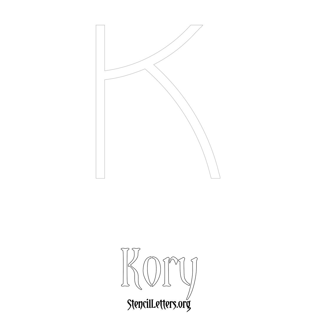 Kory printable name initial stencil in Simple Elegant Lettering