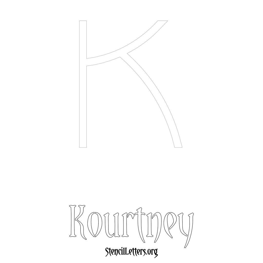 Kourtney printable name initial stencil in Simple Elegant Lettering