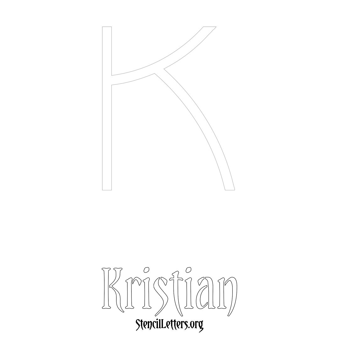 Kristian printable name initial stencil in Simple Elegant Lettering