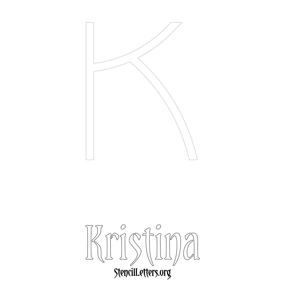 Kristina printable name initial stencil in Simple Elegant Lettering