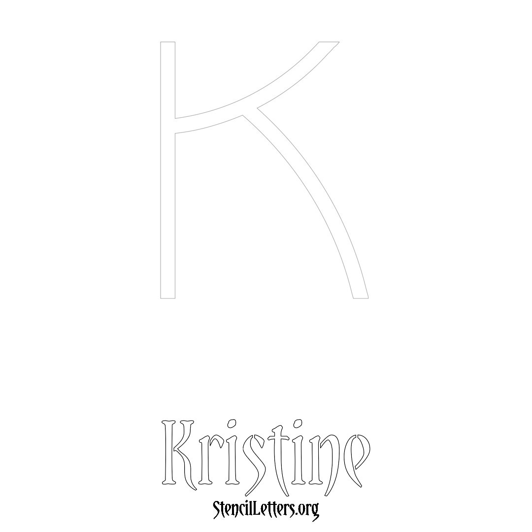 Kristine printable name initial stencil in Simple Elegant Lettering