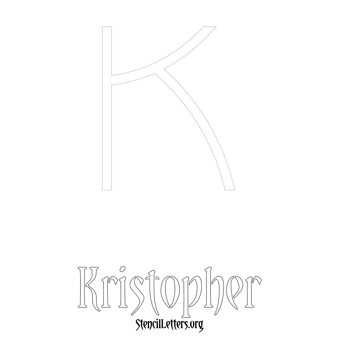 Kristopher printable name initial stencil in Simple Elegant Lettering