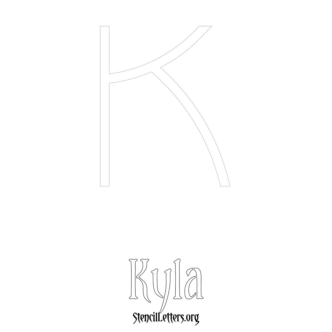 Kyla printable name initial stencil in Simple Elegant Lettering