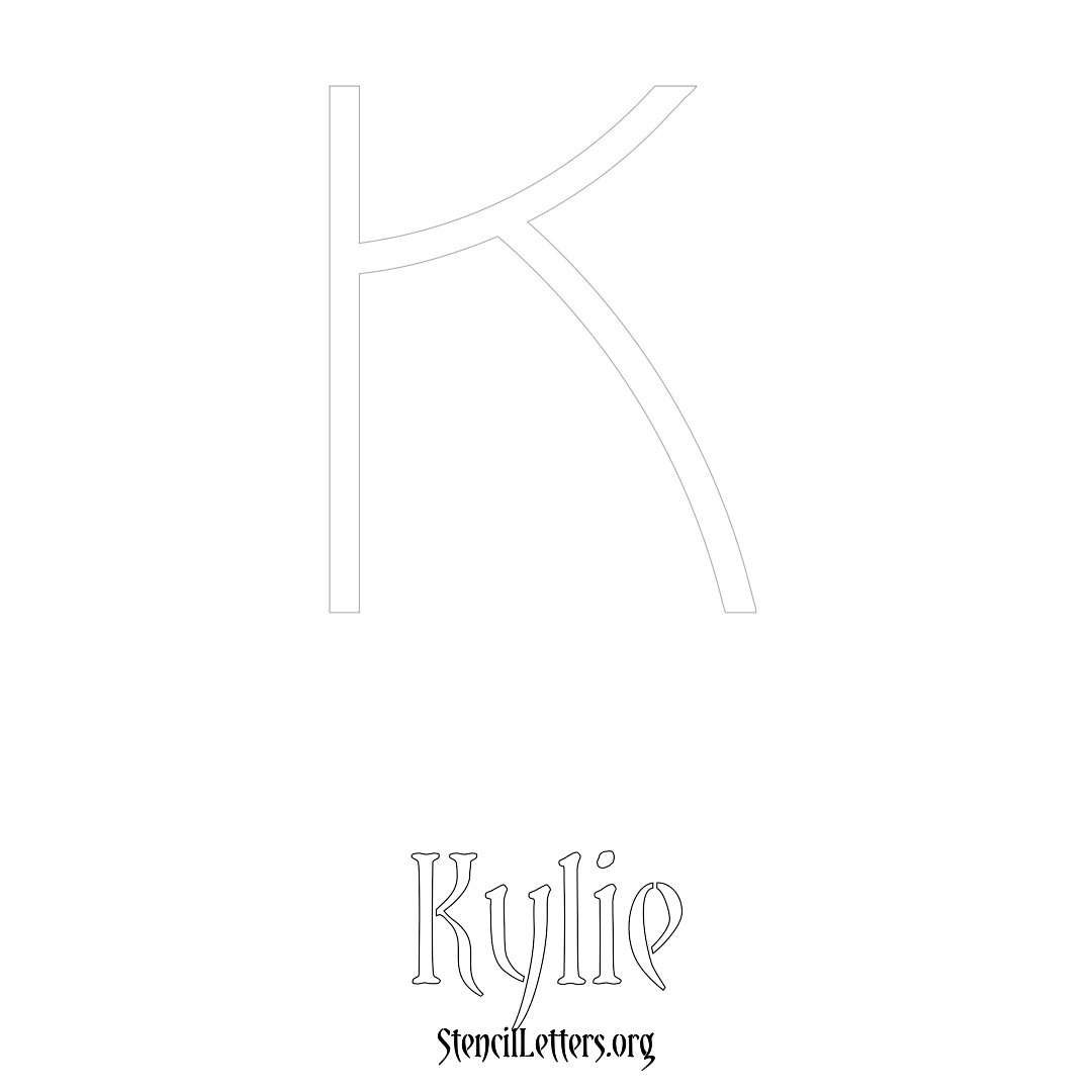 Kylie printable name initial stencil in Simple Elegant Lettering