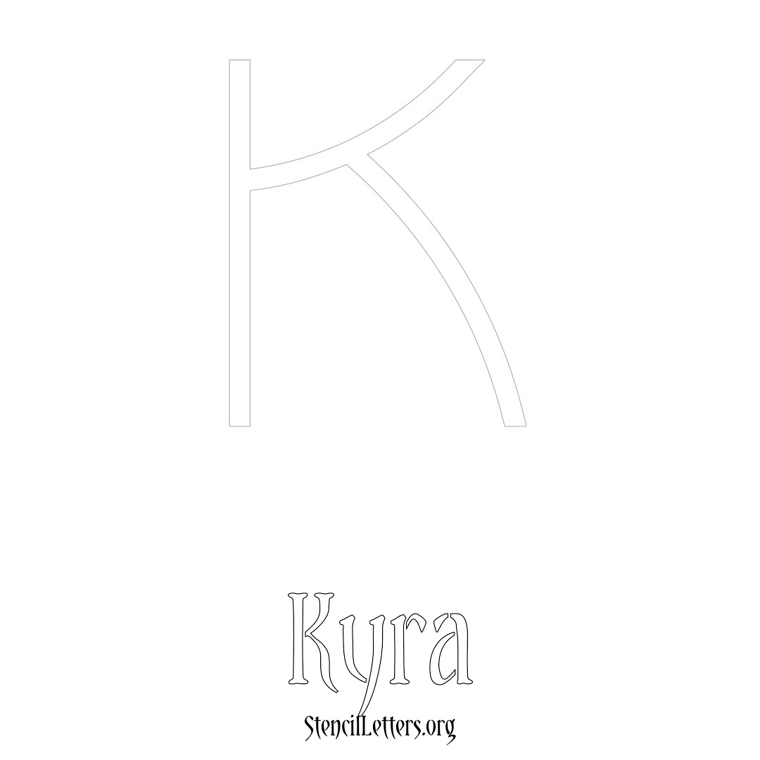 Kyra printable name initial stencil in Simple Elegant Lettering