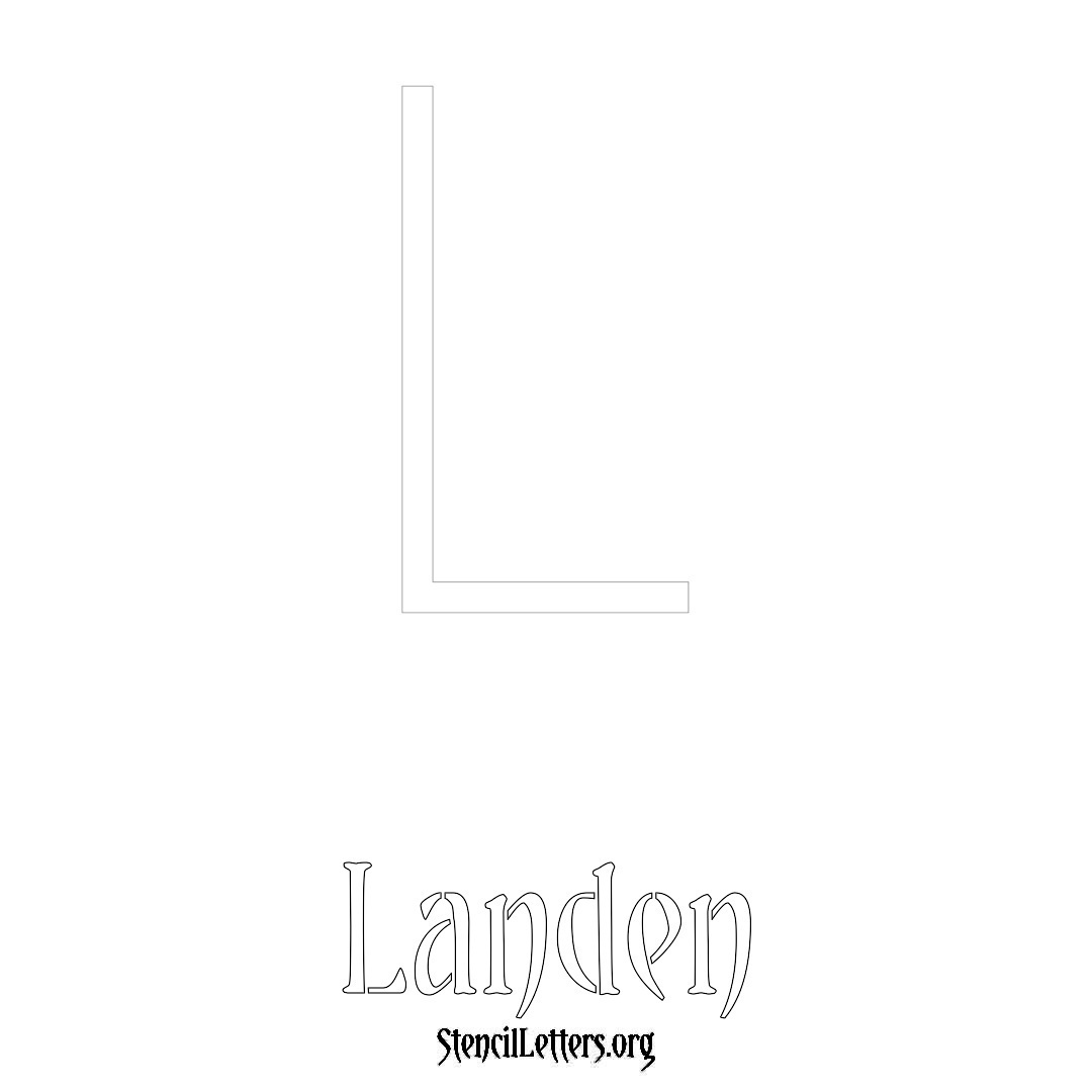 Landen printable name initial stencil in Simple Elegant Lettering