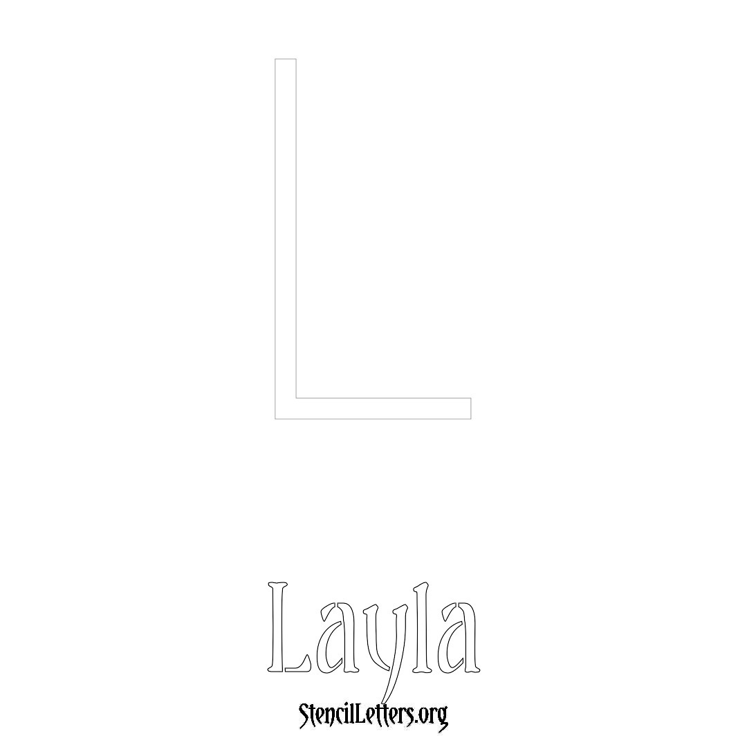 Layla printable name initial stencil in Simple Elegant Lettering