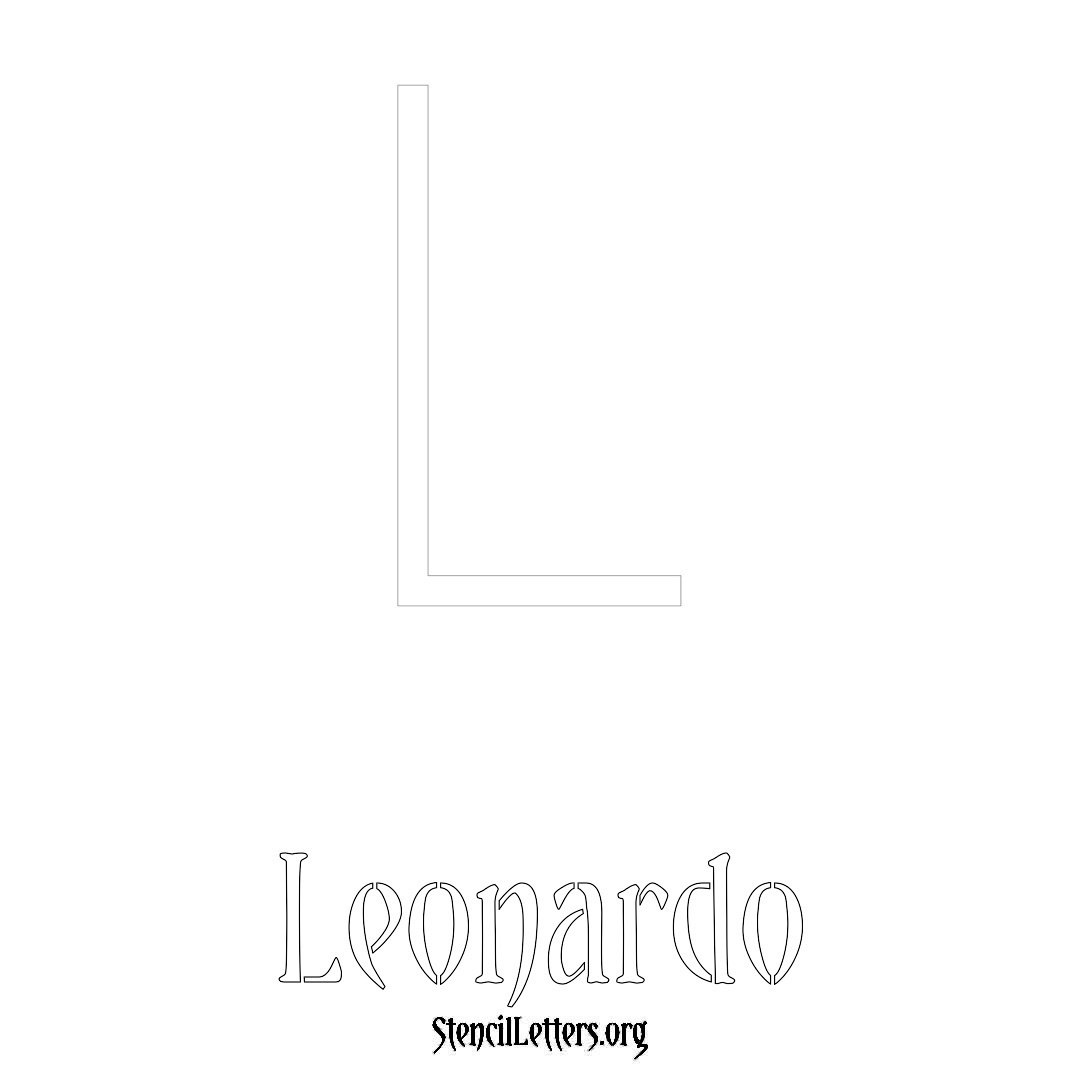 Leonardo printable name initial stencil in Simple Elegant Lettering