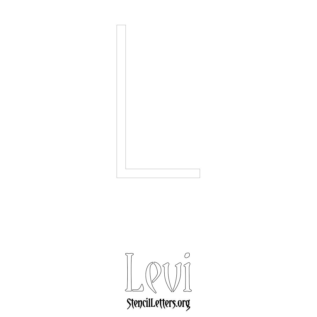 Levi printable name initial stencil in Simple Elegant Lettering