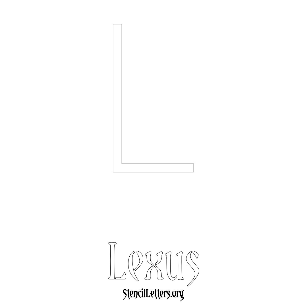 Lexus printable name initial stencil in Simple Elegant Lettering