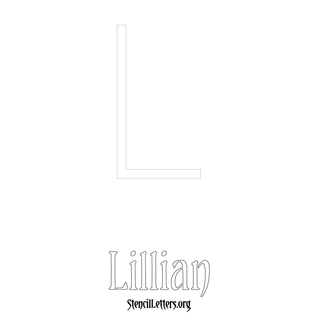 Lillian printable name initial stencil in Simple Elegant Lettering