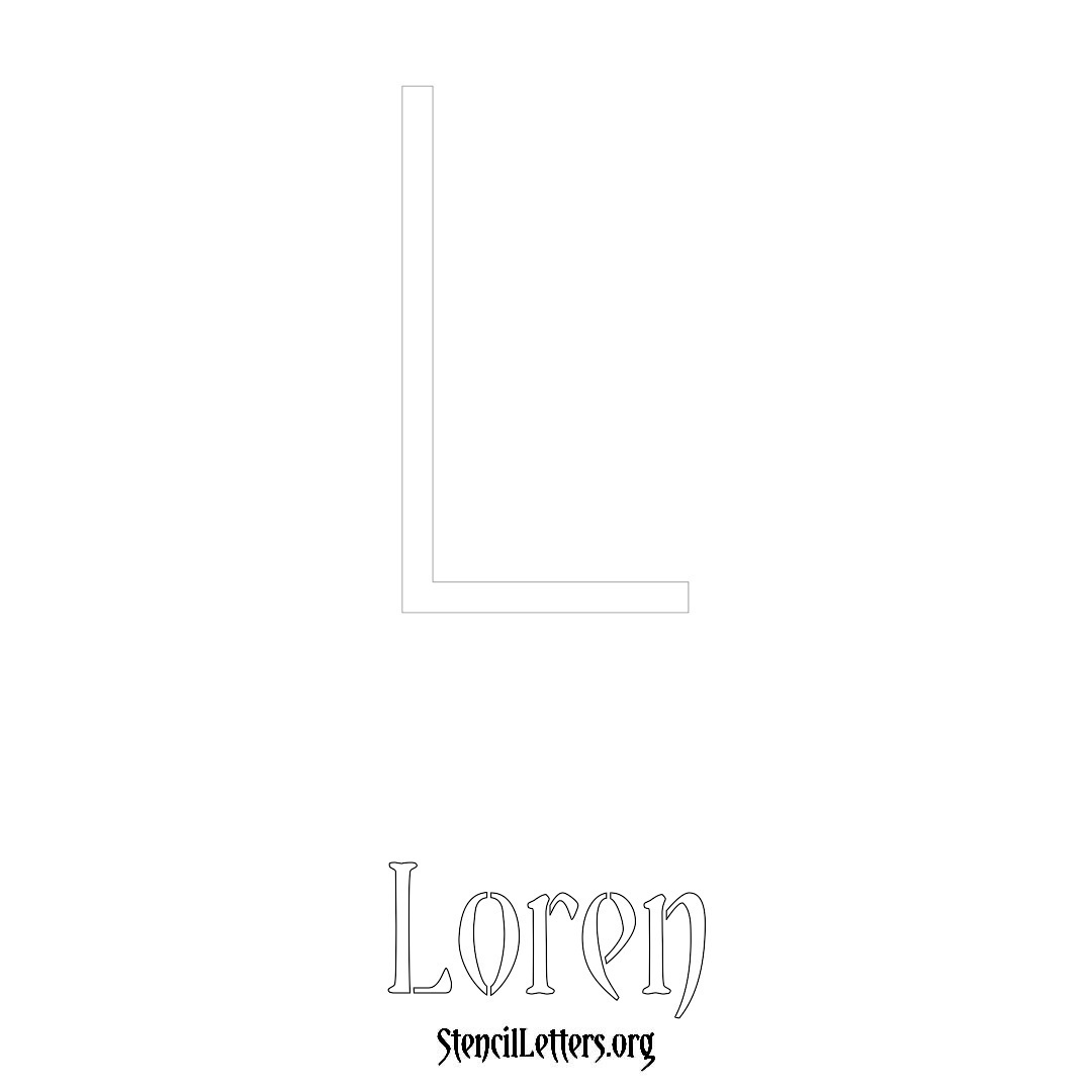 Loren printable name initial stencil in Simple Elegant Lettering
