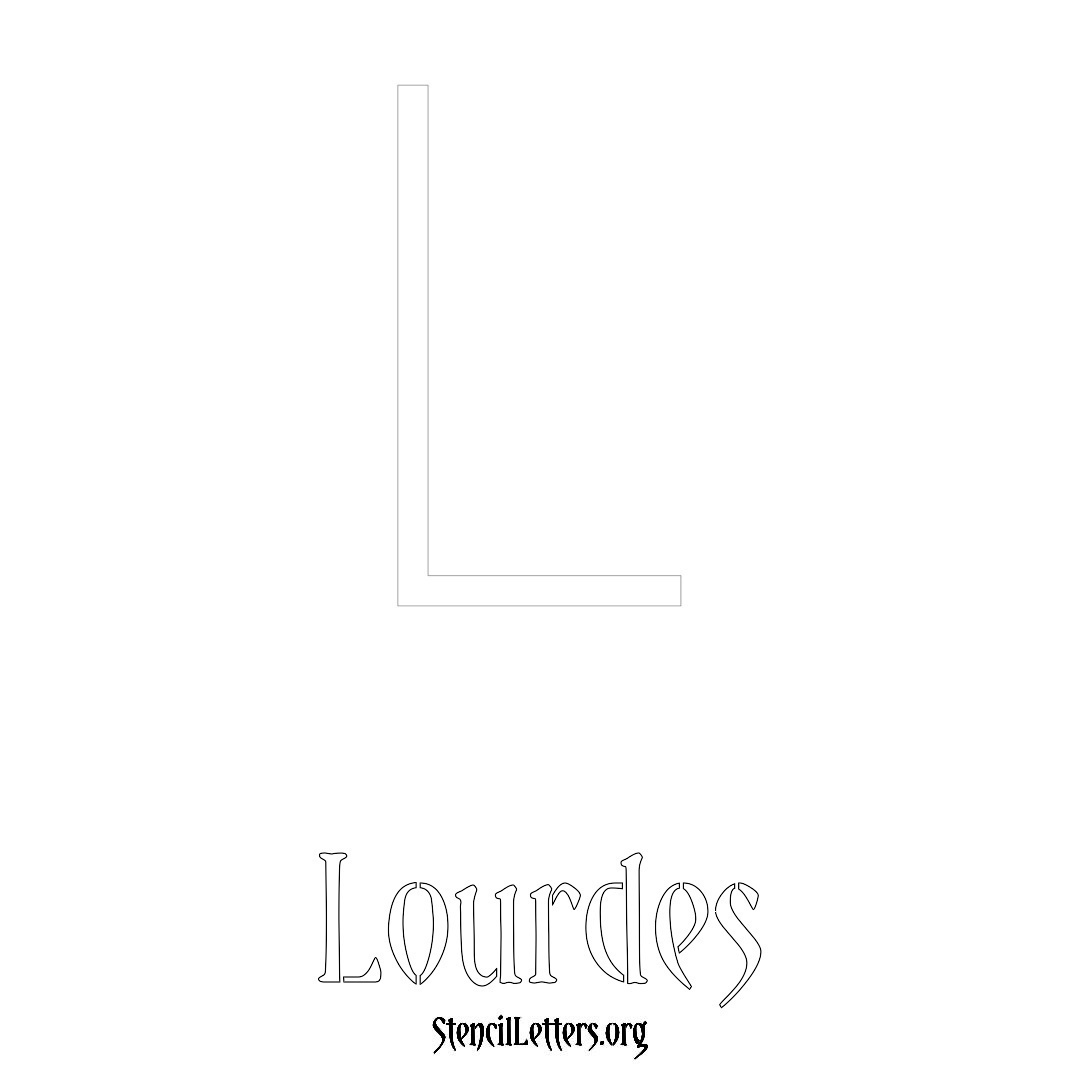 Lourdes printable name initial stencil in Simple Elegant Lettering