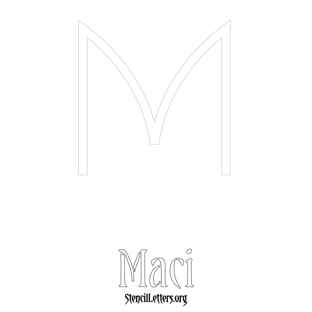 Maci printable name initial stencil in Simple Elegant Lettering