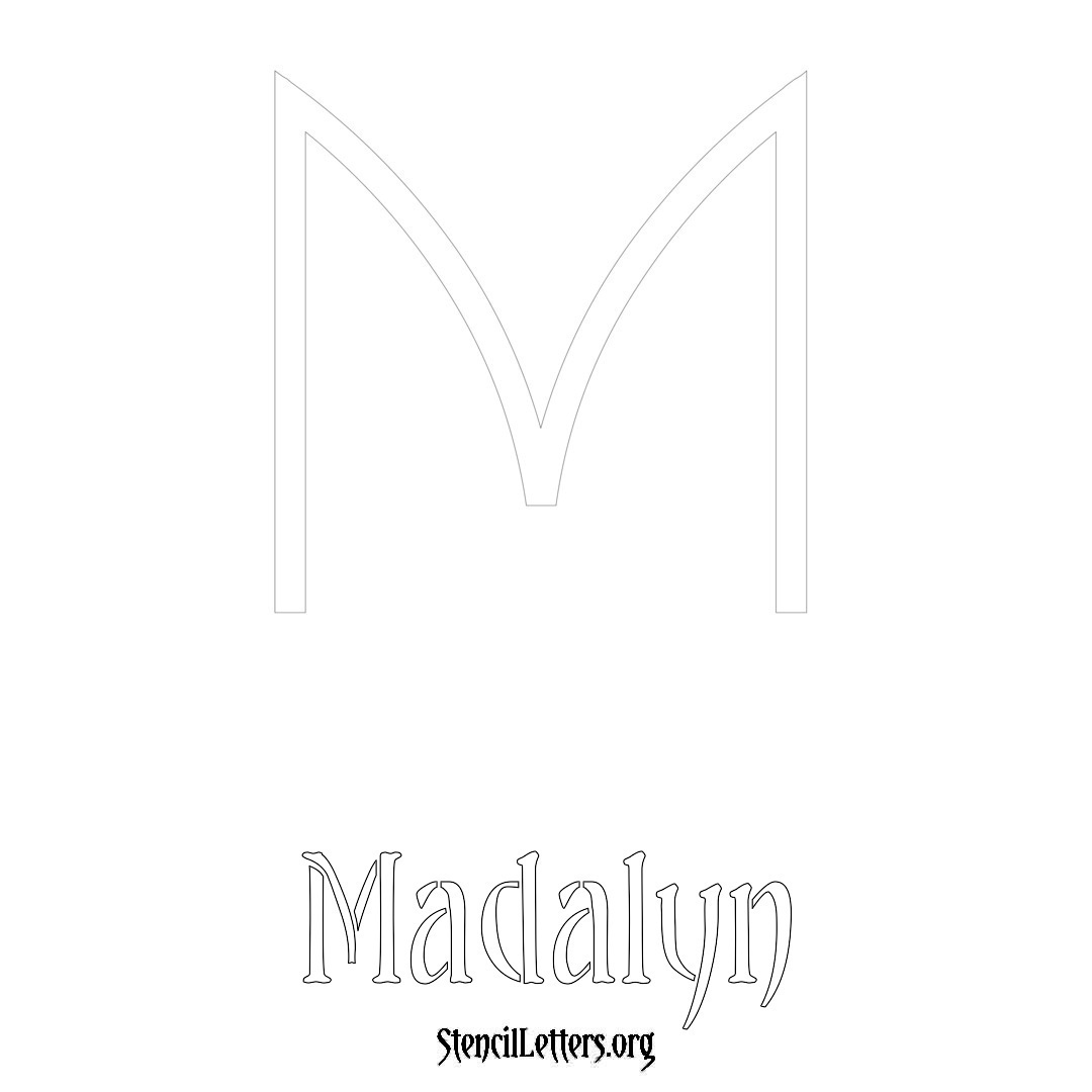 Madalyn printable name initial stencil in Simple Elegant Lettering