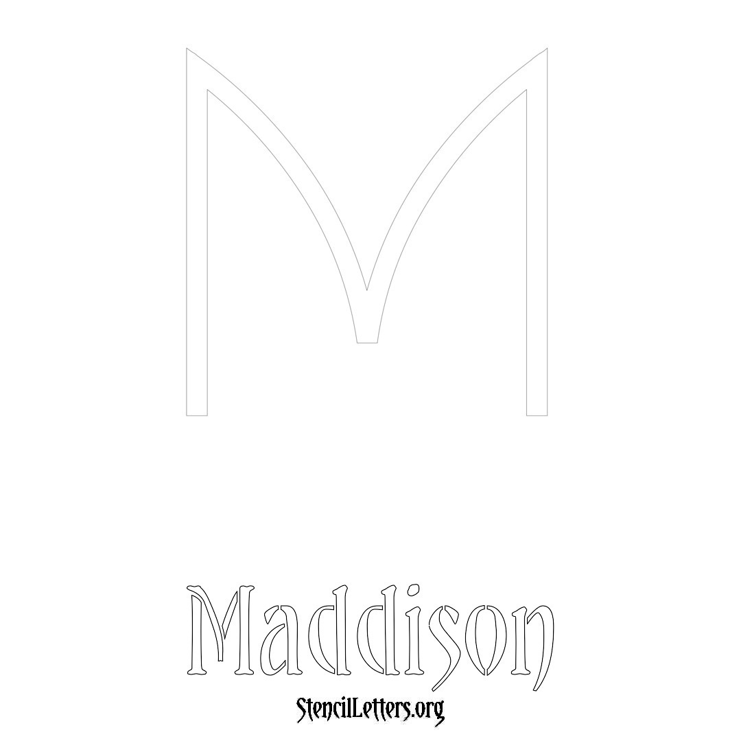 Maddison printable name initial stencil in Simple Elegant Lettering