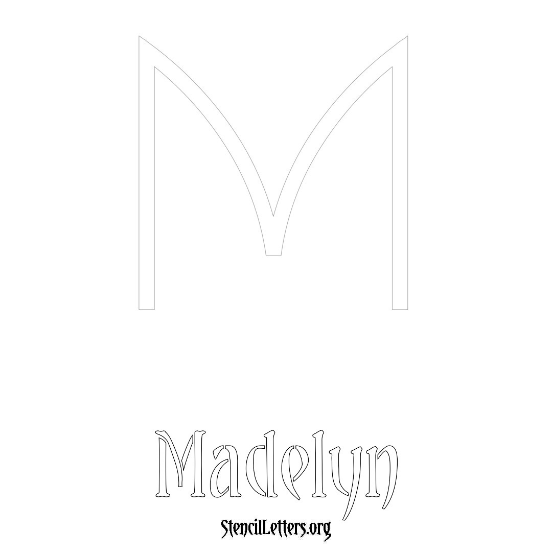 Madelyn printable name initial stencil in Simple Elegant Lettering