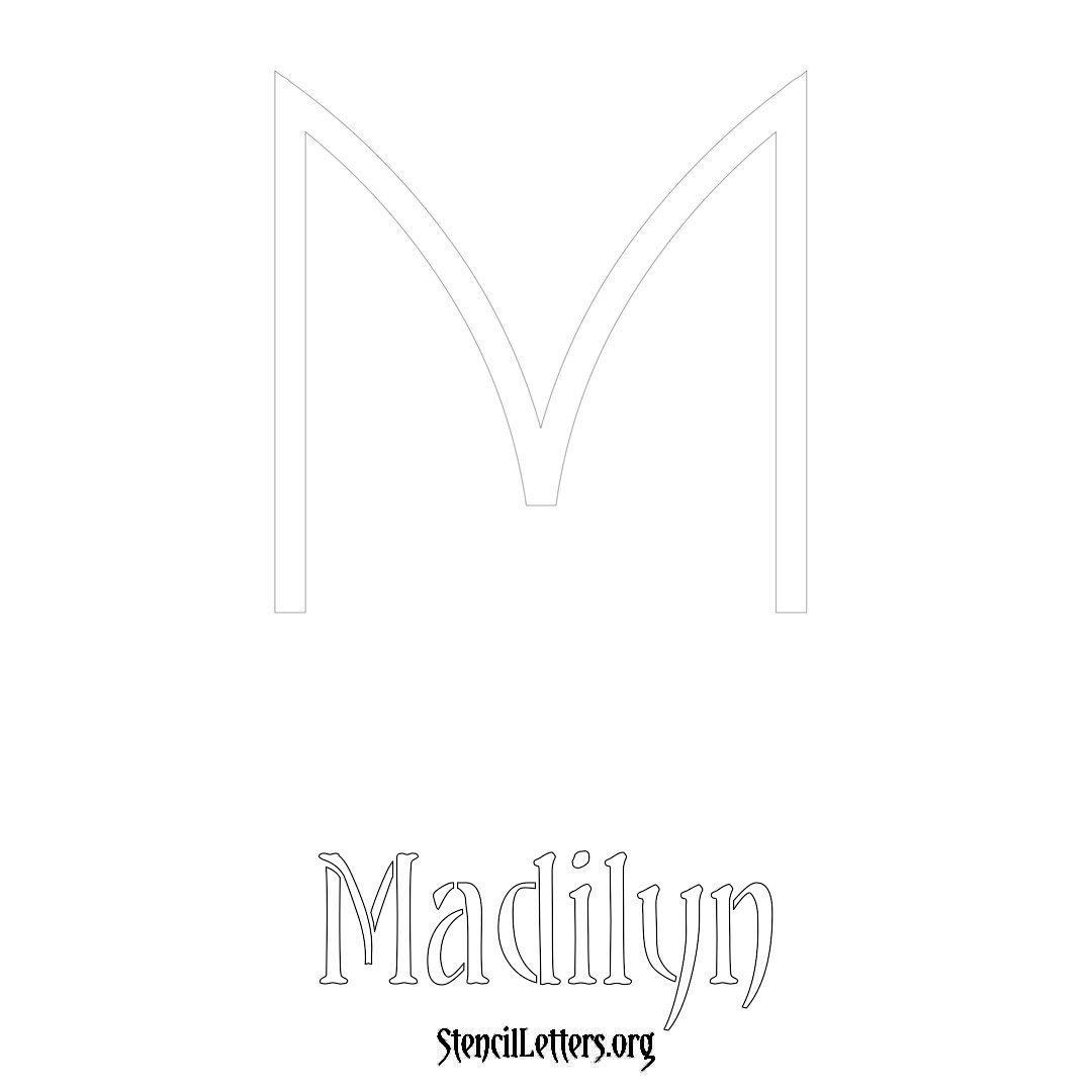 Madilyn printable name initial stencil in Simple Elegant Lettering