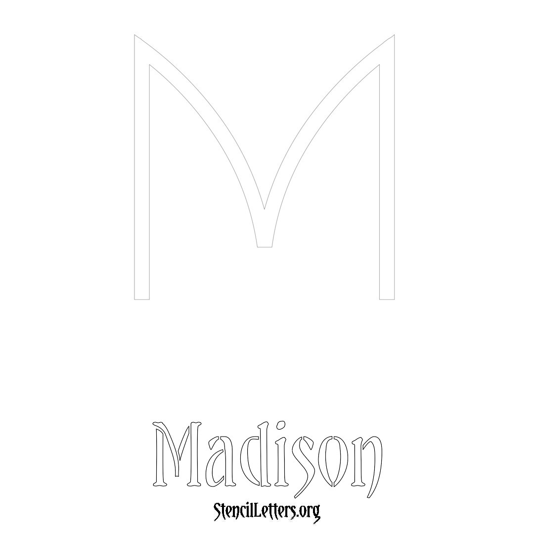 Madison printable name initial stencil in Simple Elegant Lettering