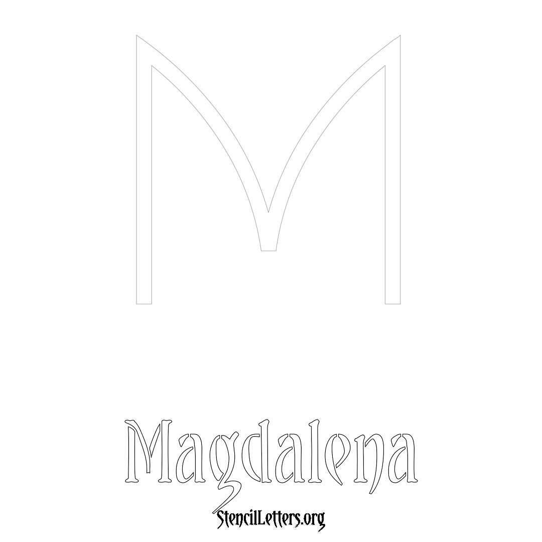 Magdalena printable name initial stencil in Simple Elegant Lettering