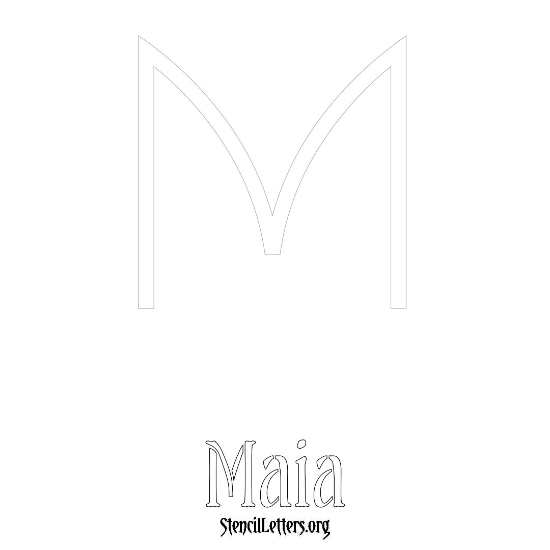 Maia printable name initial stencil in Simple Elegant Lettering