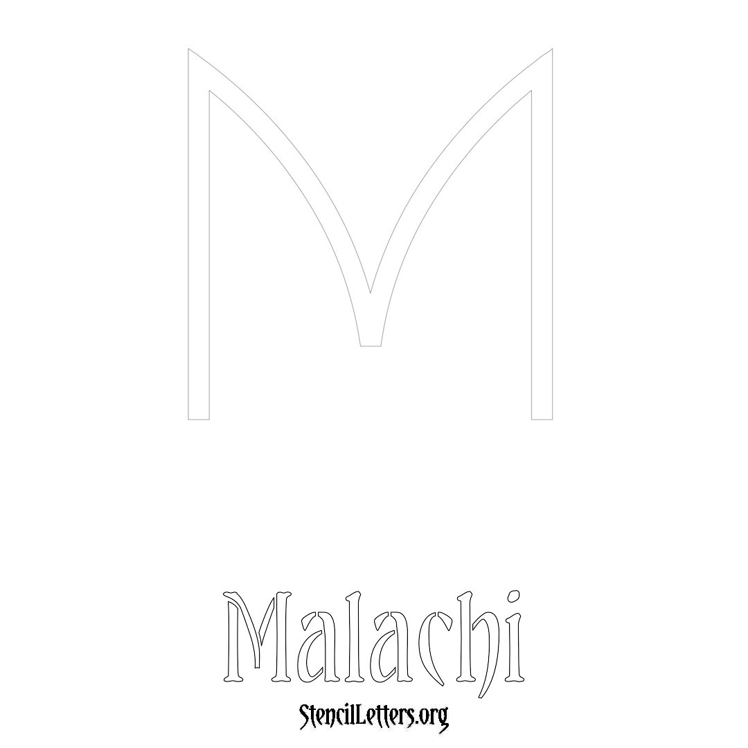 Malachi printable name initial stencil in Simple Elegant Lettering