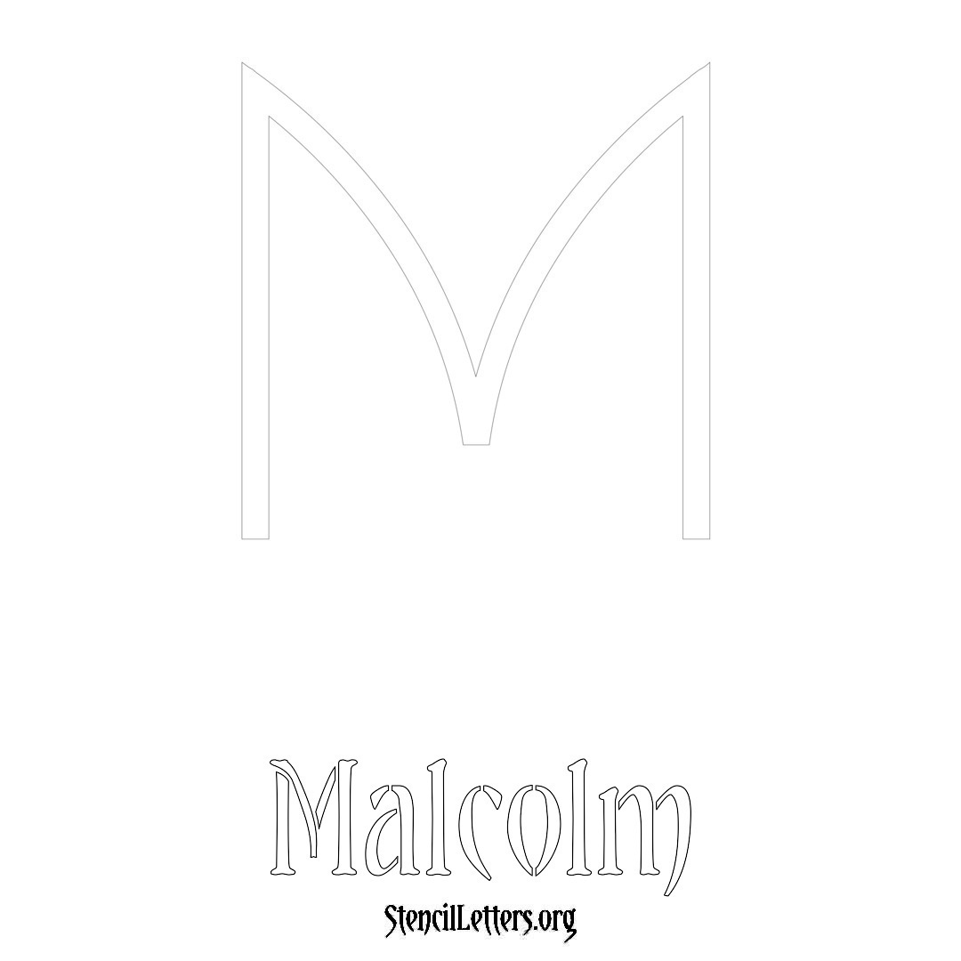 Malcolm printable name initial stencil in Simple Elegant Lettering