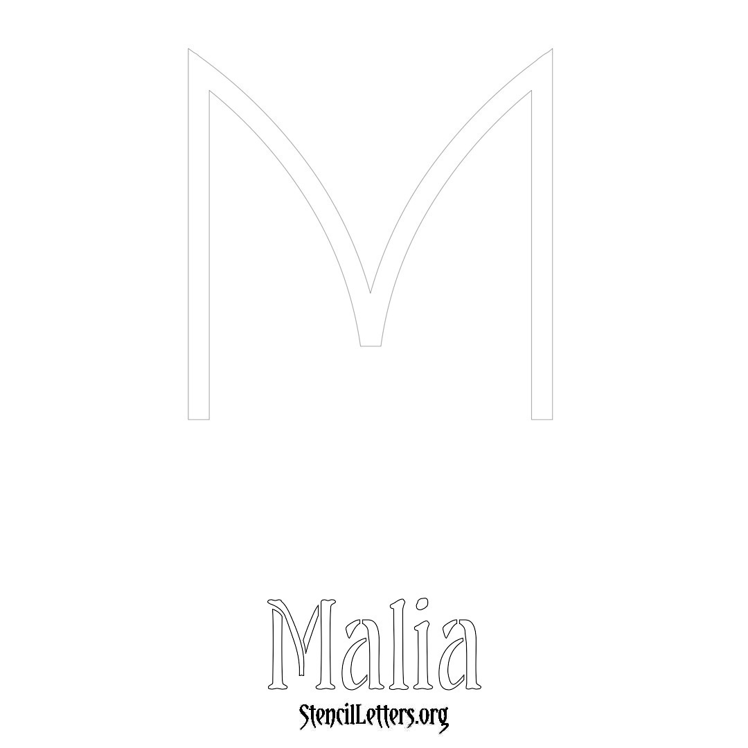 Malia printable name initial stencil in Simple Elegant Lettering