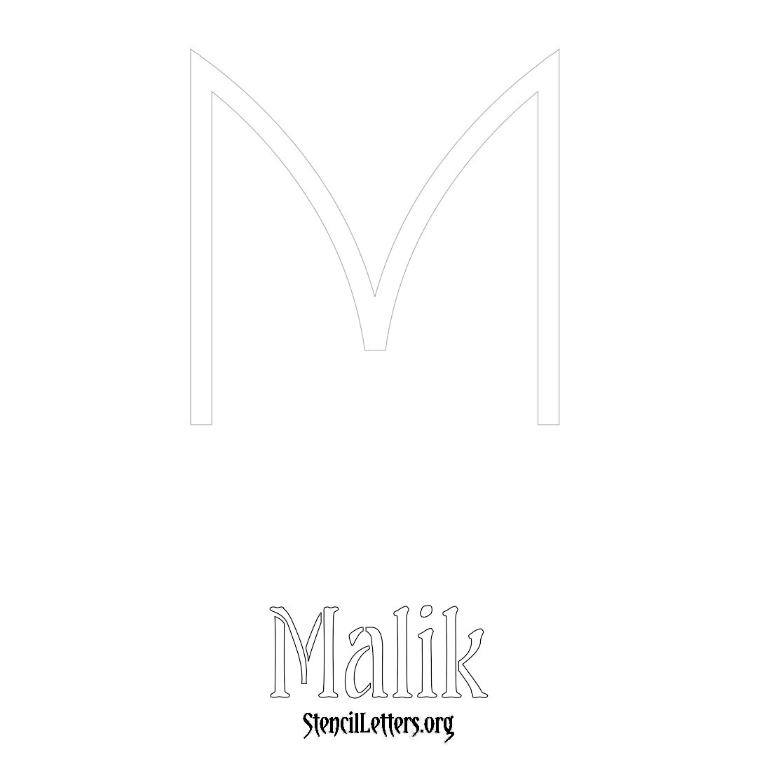 Malik printable name initial stencil in Simple Elegant Lettering