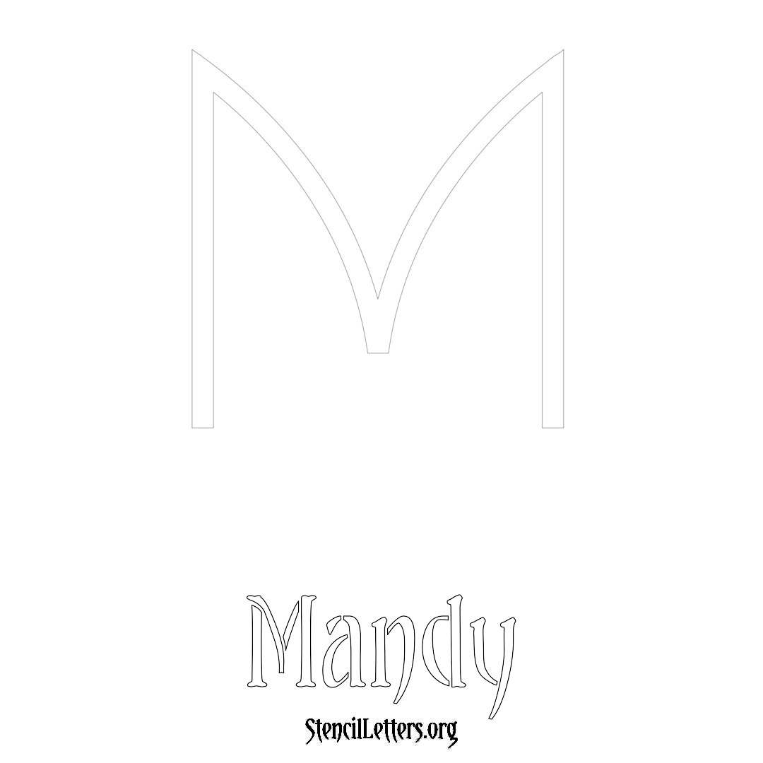 Mandy printable name initial stencil in Simple Elegant Lettering