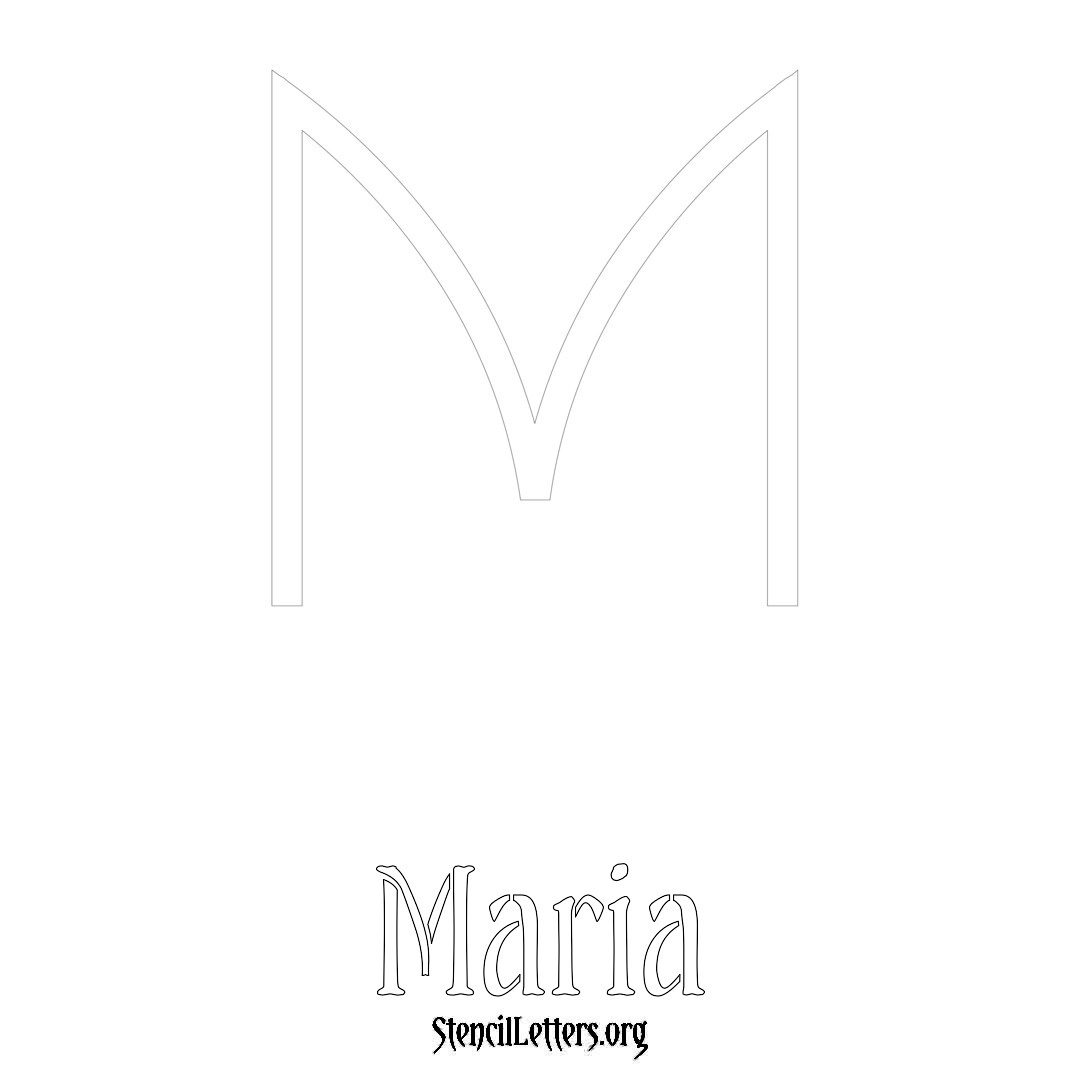 Maria printable name initial stencil in Simple Elegant Lettering