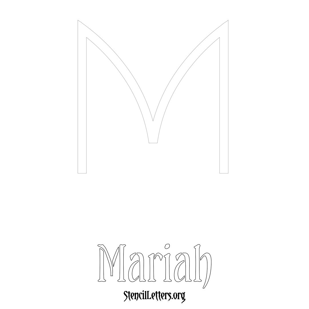 Mariah printable name initial stencil in Simple Elegant Lettering