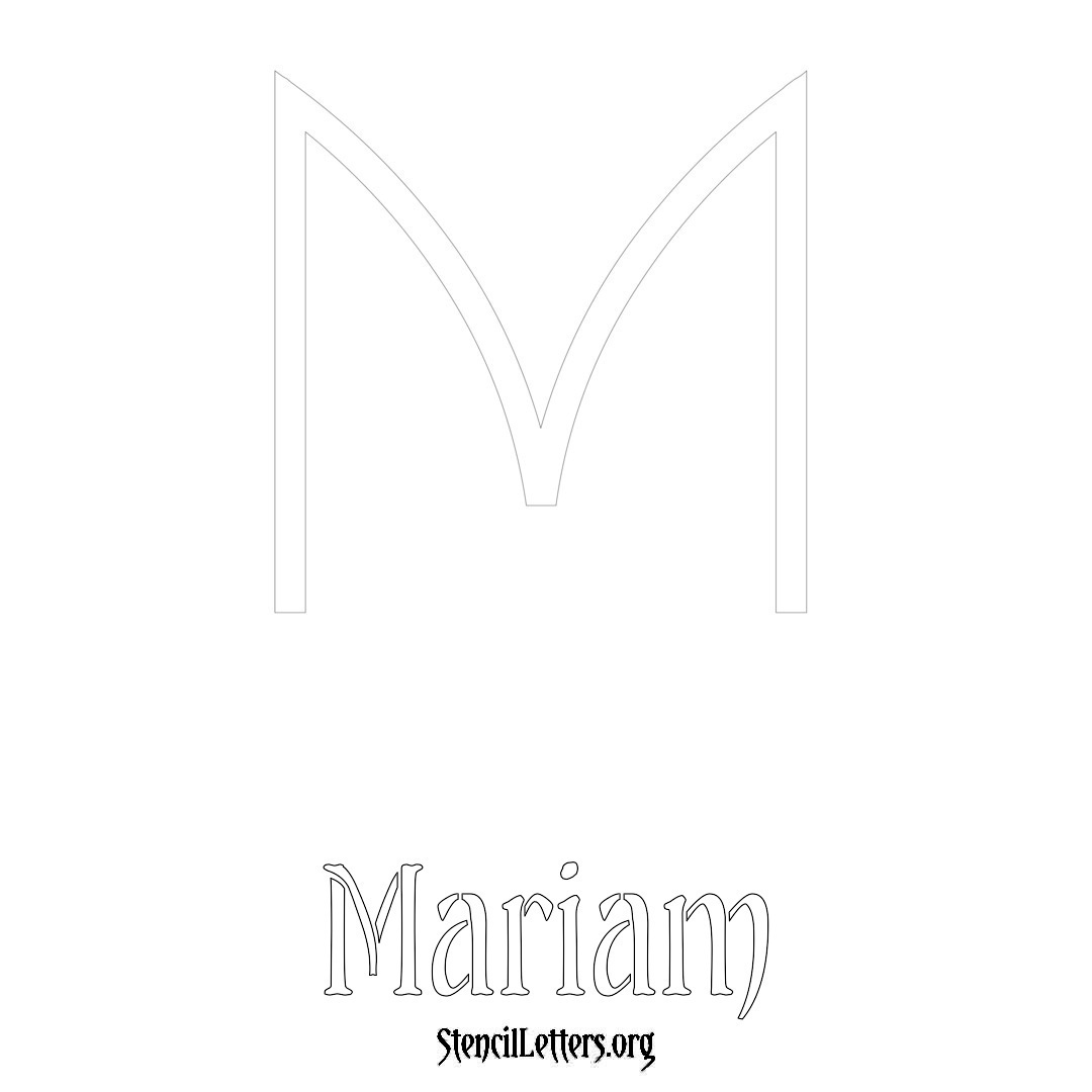 Mariam printable name initial stencil in Simple Elegant Lettering