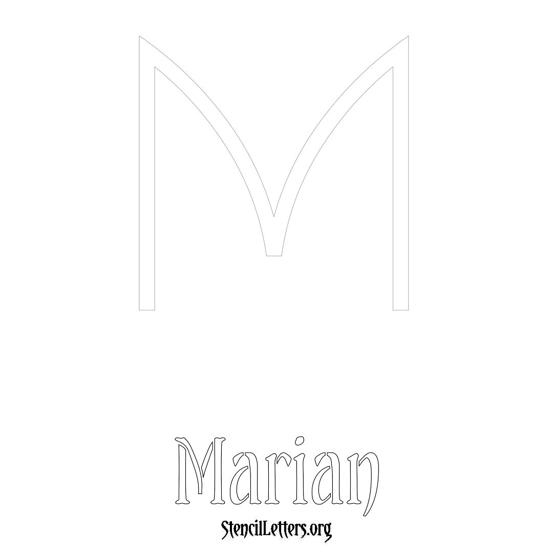 Marian printable name initial stencil in Simple Elegant Lettering