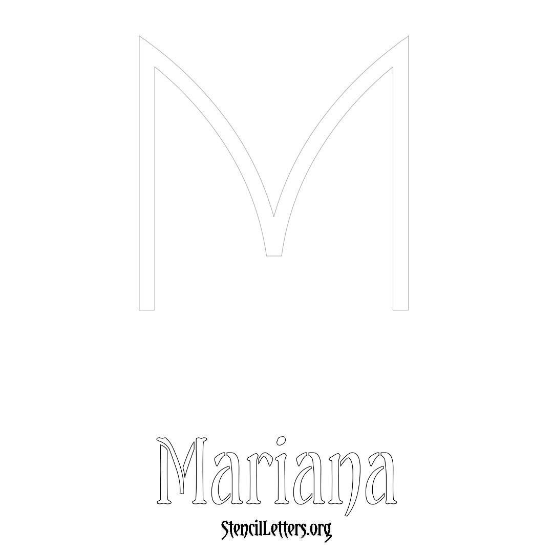 Mariana printable name initial stencil in Simple Elegant Lettering