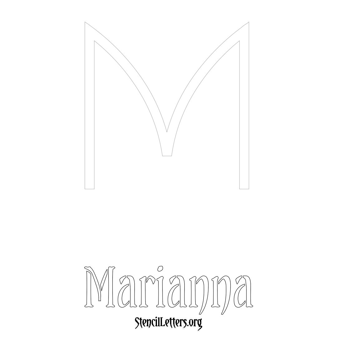 Marianna printable name initial stencil in Simple Elegant Lettering