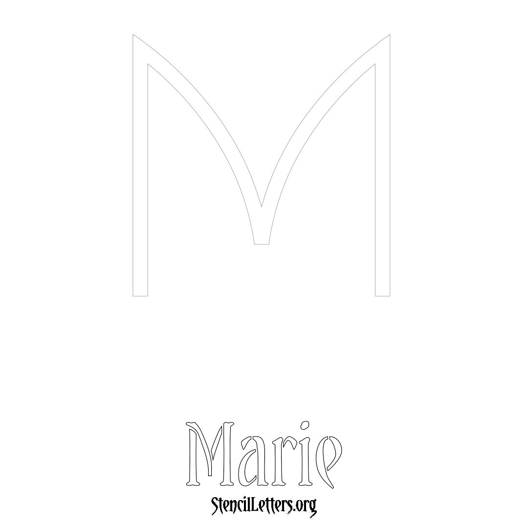 Marie printable name initial stencil in Simple Elegant Lettering