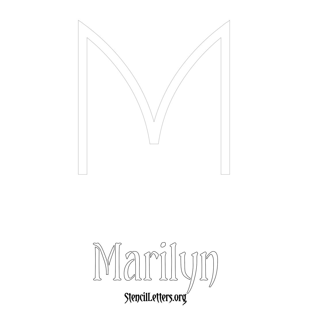 Marilyn printable name initial stencil in Simple Elegant Lettering