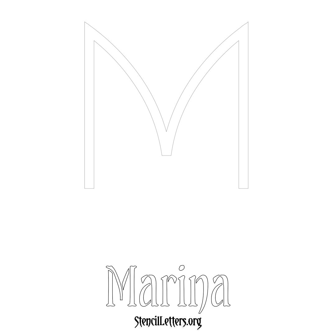 Marina printable name initial stencil in Simple Elegant Lettering