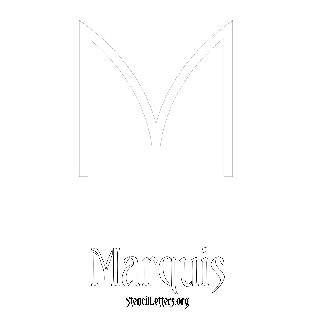 Marquis printable name initial stencil in Simple Elegant Lettering