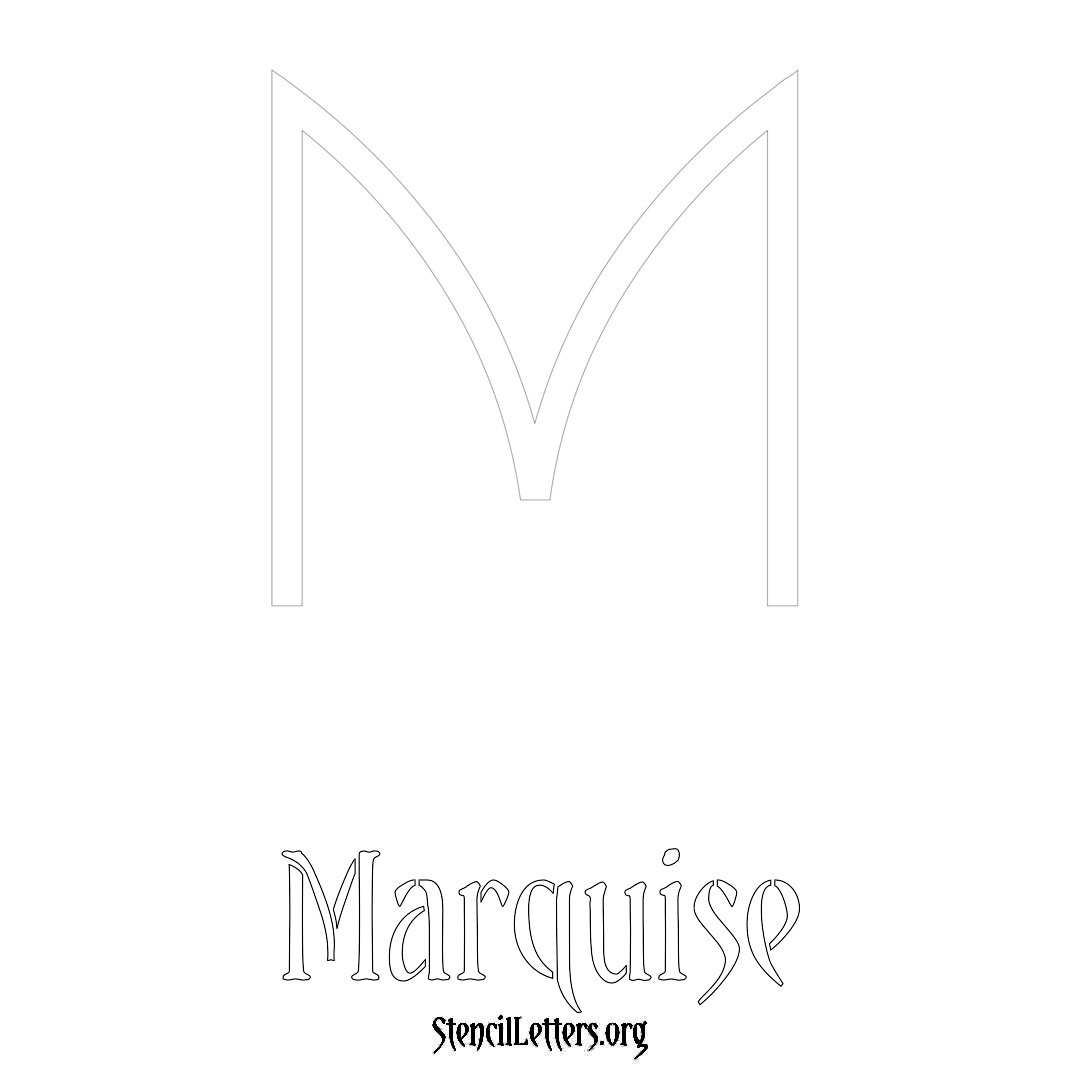 Marquise printable name initial stencil in Simple Elegant Lettering