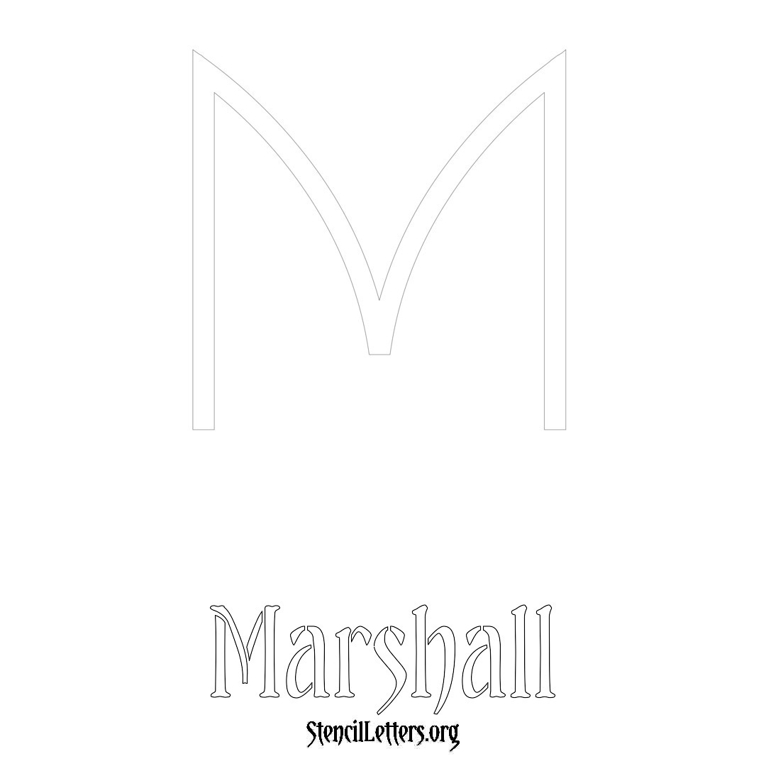 Marshall printable name initial stencil in Simple Elegant Lettering