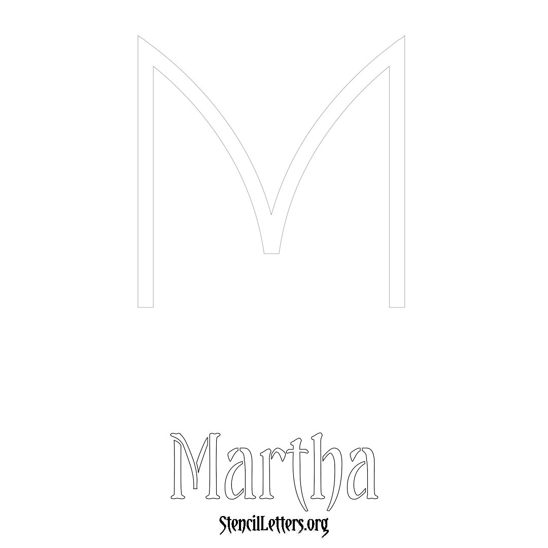 Martha printable name initial stencil in Simple Elegant Lettering