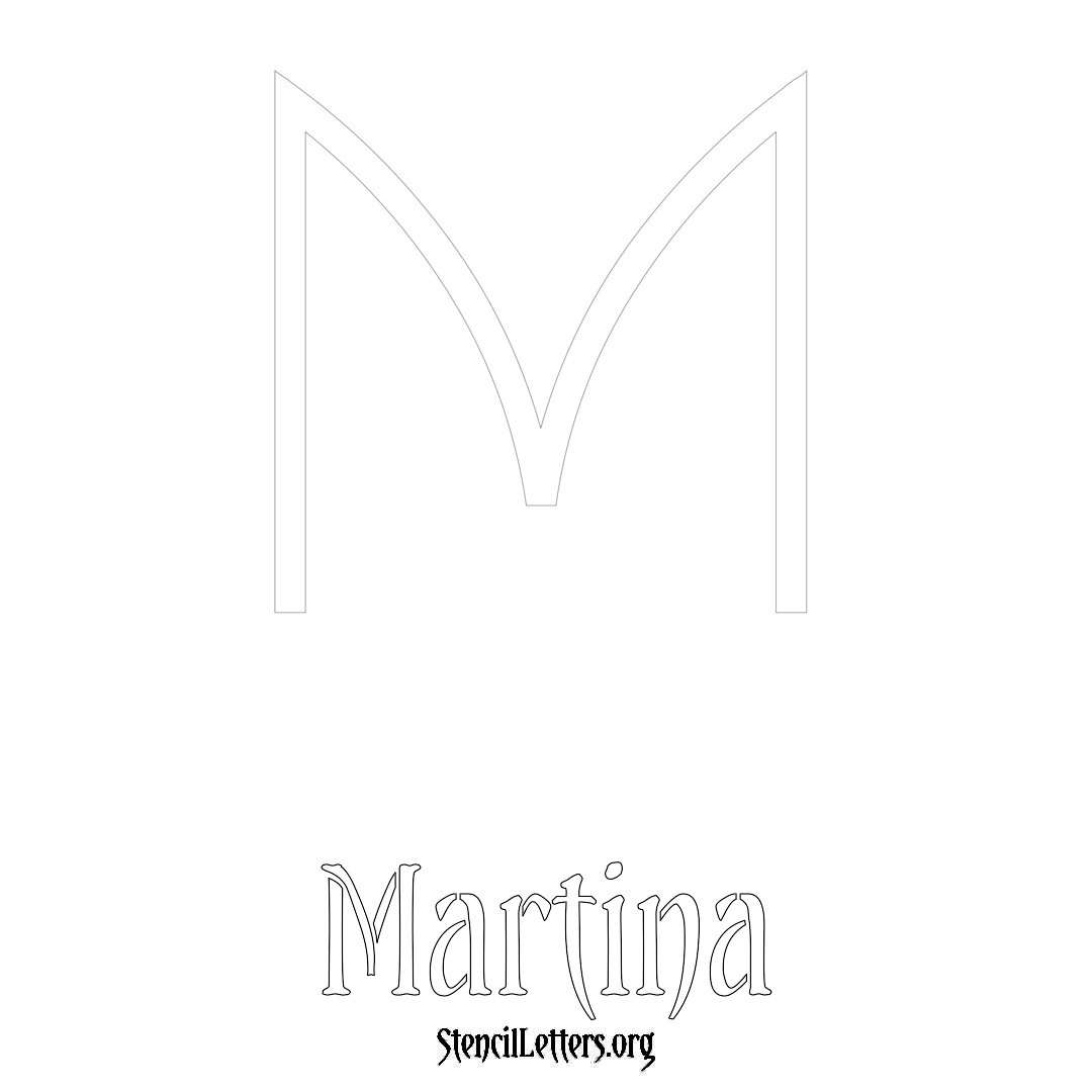 Martina printable name initial stencil in Simple Elegant Lettering