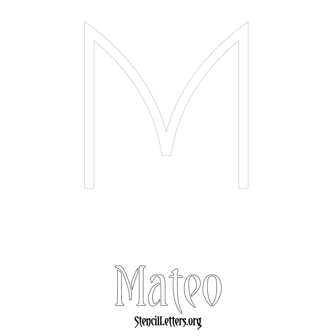 Mateo printable name initial stencil in Simple Elegant Lettering