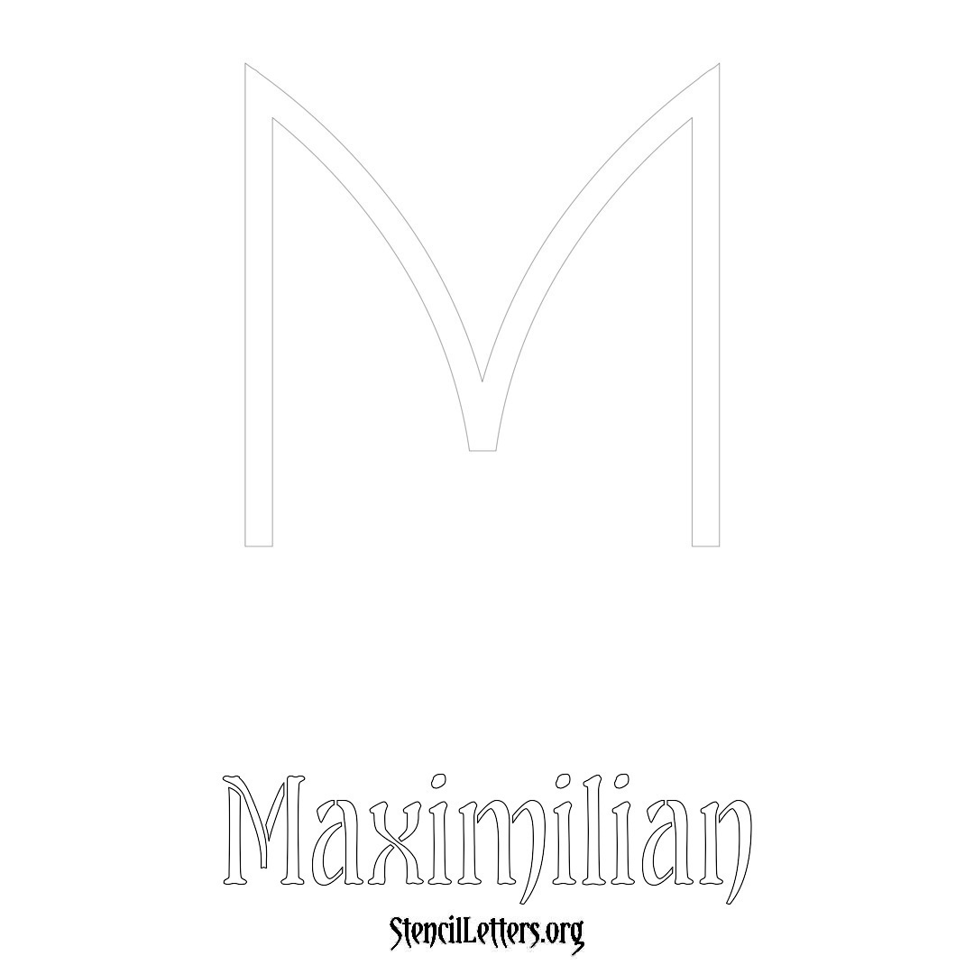 Maximilian printable name initial stencil in Simple Elegant Lettering