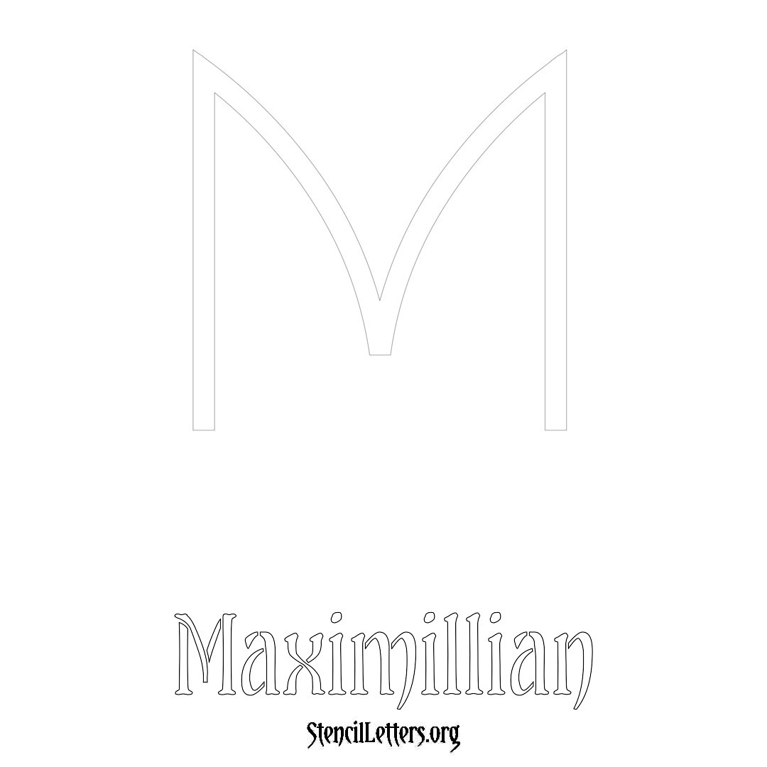 Maximillian printable name initial stencil in Simple Elegant Lettering