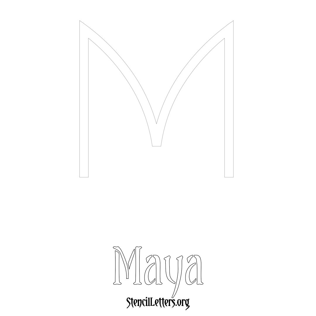 Maya printable name initial stencil in Simple Elegant Lettering