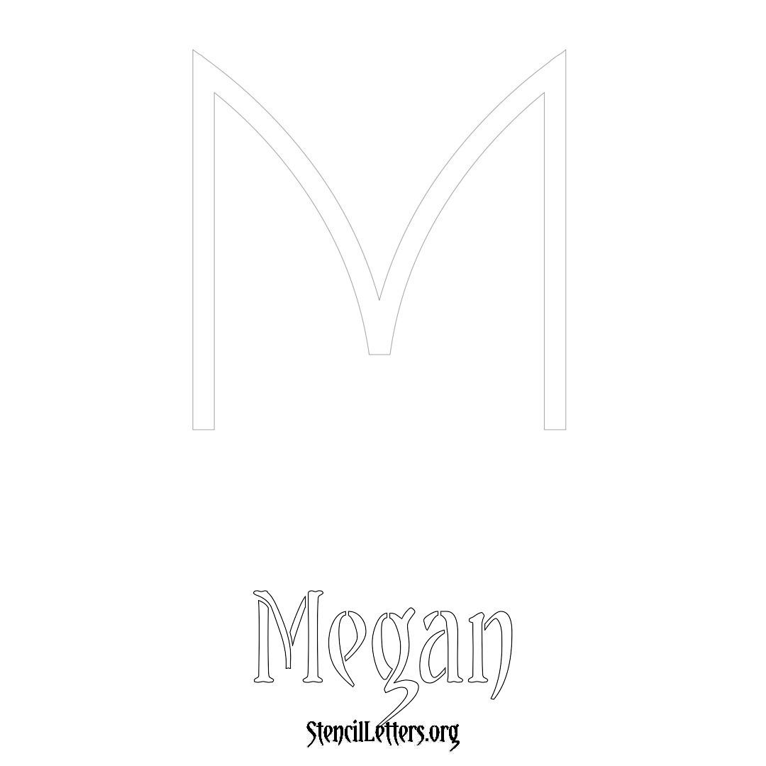 Megan printable name initial stencil in Simple Elegant Lettering