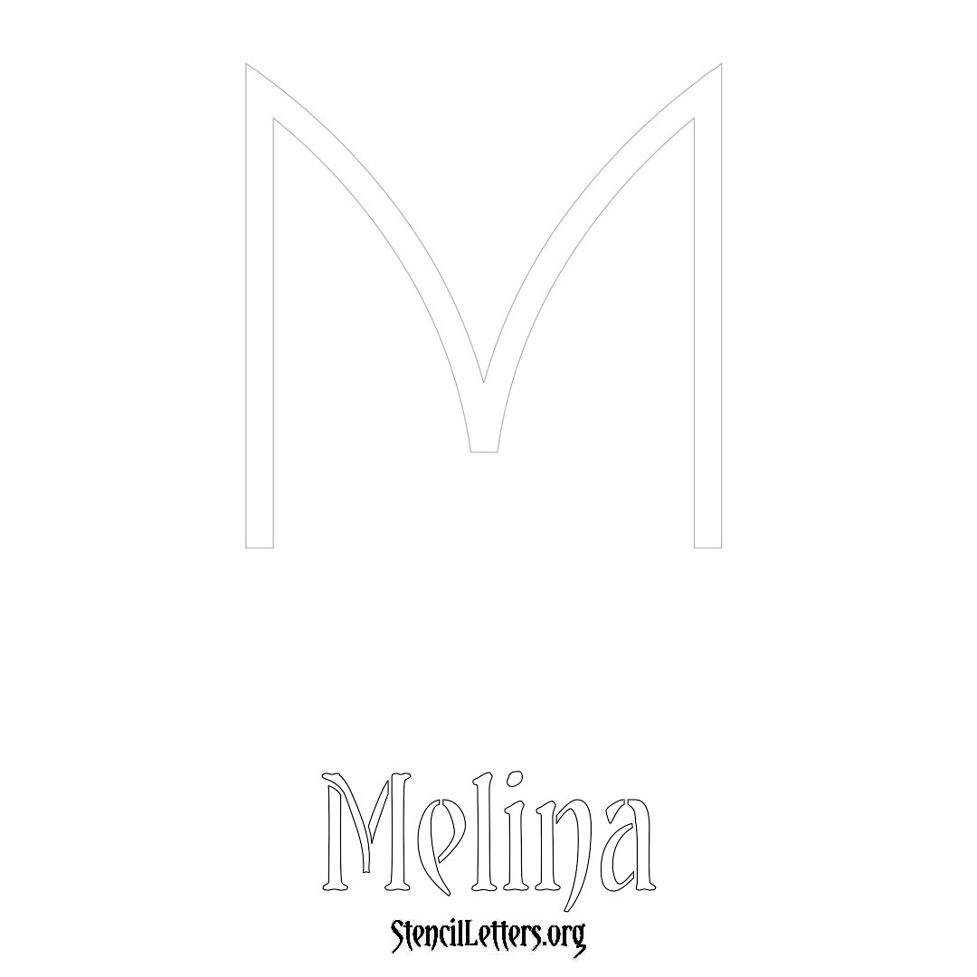 Melina printable name initial stencil in Simple Elegant Lettering